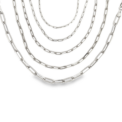 MIA Jewelry paper clip chain anklet featuring silver-toned links on a white background.