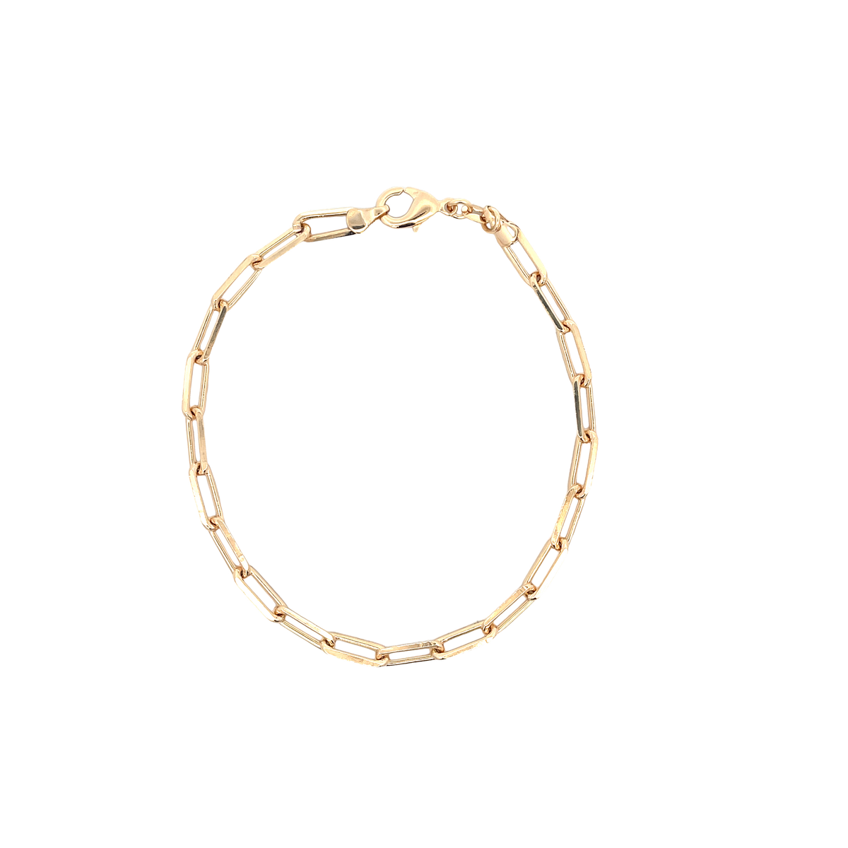 MIA Jewelry paper clip chain anklet with sleek silver design, featuring interconnected rectangular links on a neutral background.