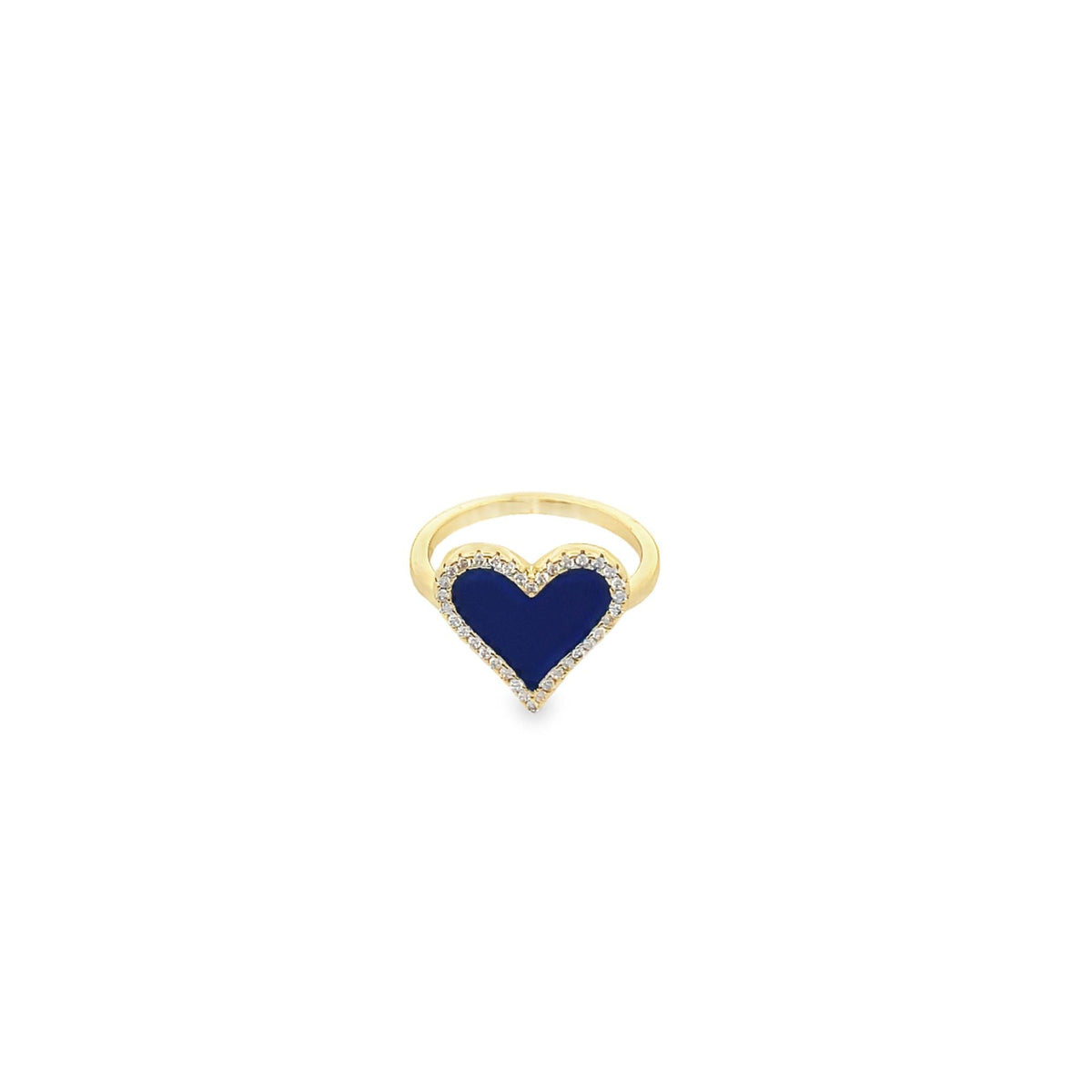 MIA Jewelry enamel micro CZ heart ring featuring a silver band with colorful heart-shaped enamel design, elegant and stylish.