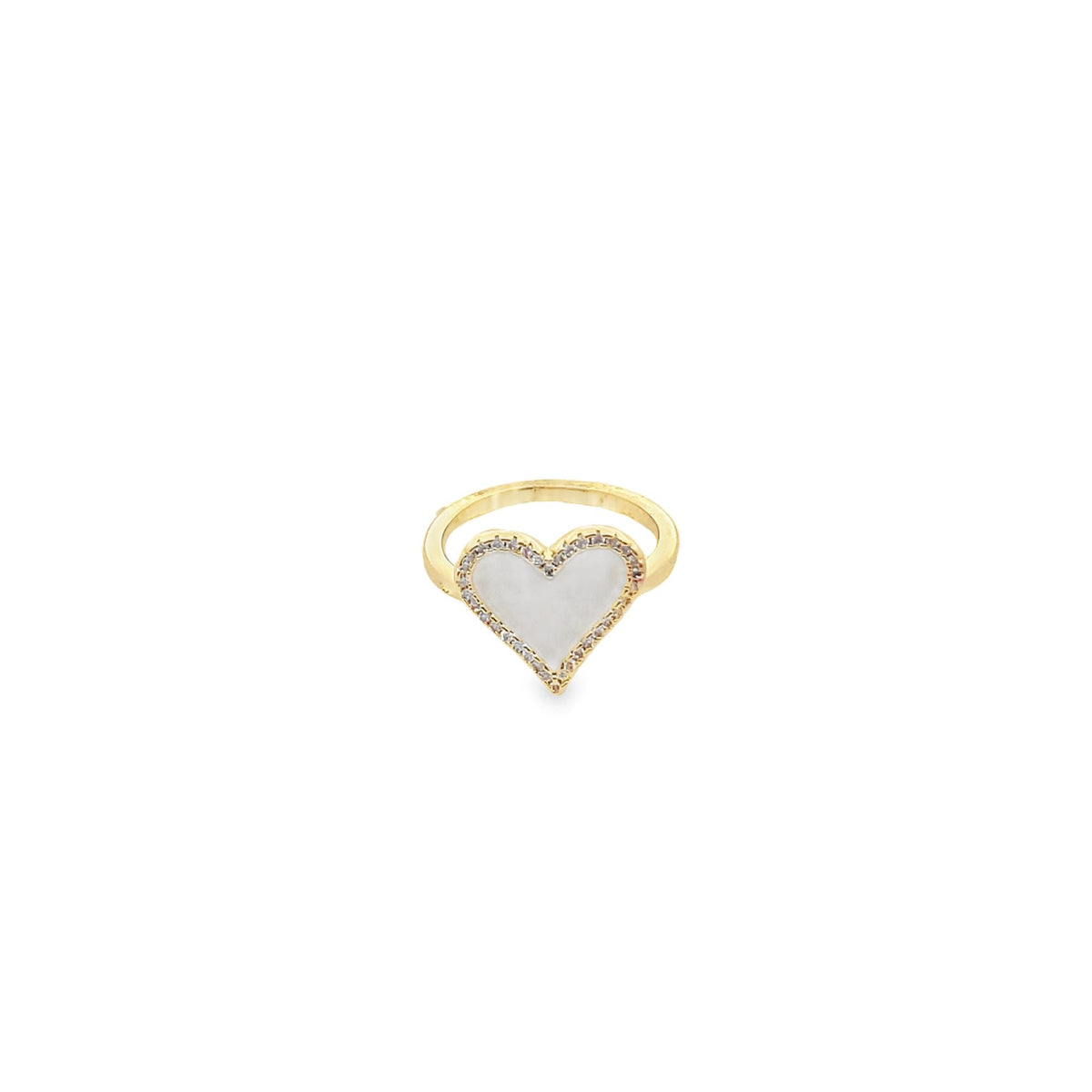MIA Jewelry enamel micro CZ heart ring featuring a silver band with a colorful heart-shaped enamel and sparkling cubic zirconia accents.