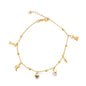 MIA Jewelry woman anklet featuring lipstick, dress, and high heels charms on a delicate chain.