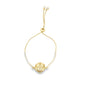 18K gold-filled adjustable box chain bracelet by MIA Jewelry featuring clear and multicolor CZ stones and a sea shell charm.