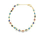 Colorful evil eye charms anklet with 18K gold filled chain from MIA Jewelry, featuring vibrant multi-color beads and intricate design.