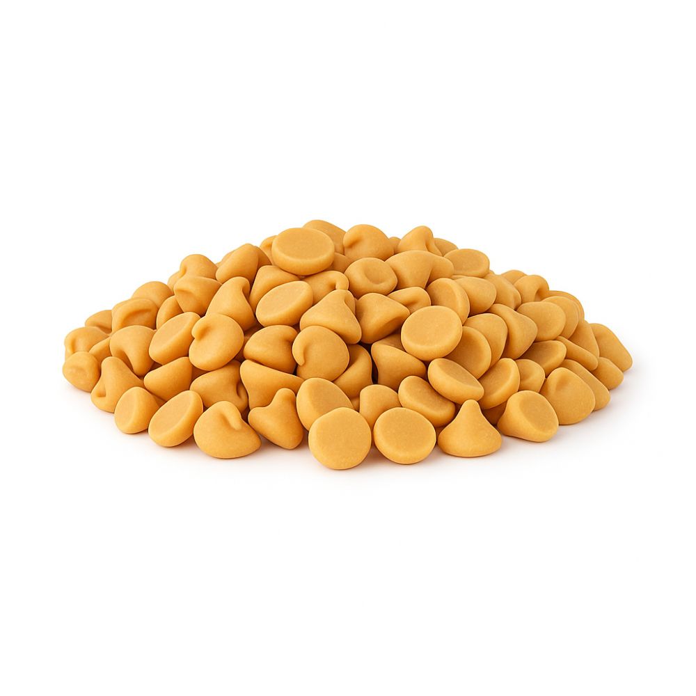 Reese’s Peanut Butter Baking Chips in bulk, chocolate candy chips from Candy In Bulk on a white background.