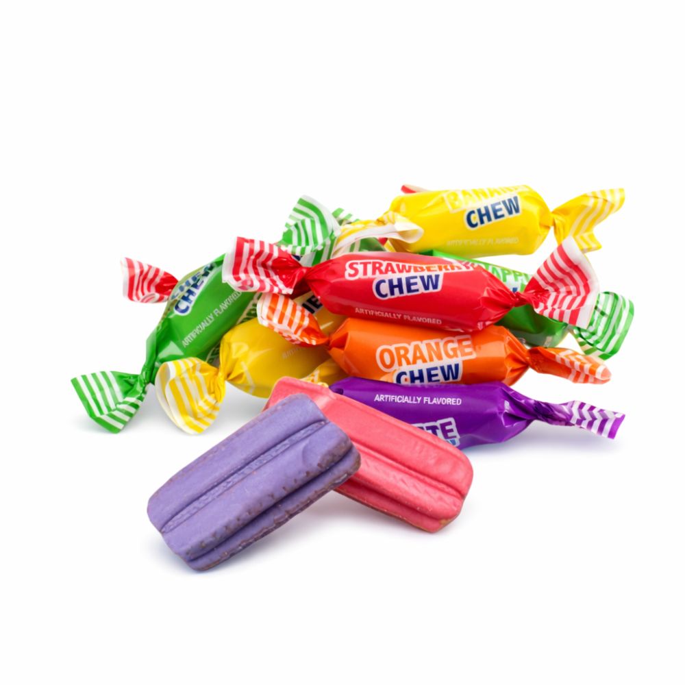 Assorted Colombina Fruit Chews candy in a bulk value bag, featuring colorful, chewy fruit-flavored candies from Candy In Bulk.