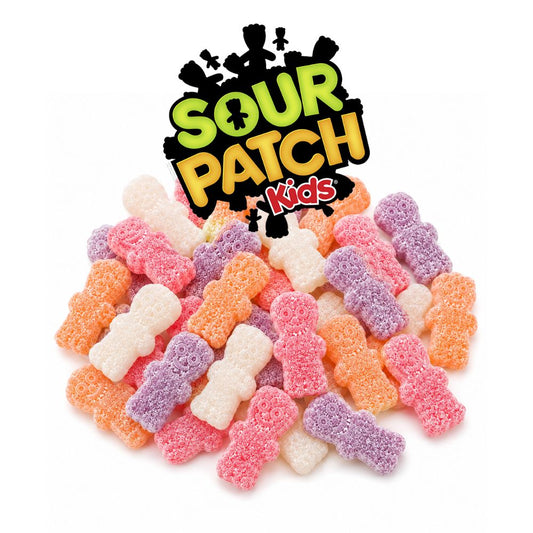 Colorful Sour Patch Kids Tropical candy in a bulk value bag, showcasing soft, chewy gummy candies from Candy In Bulk.