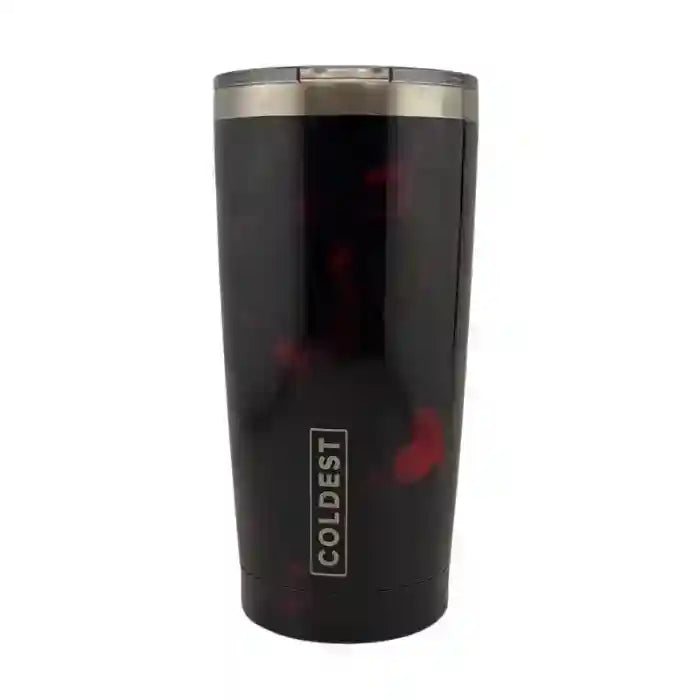 Coldest 20 oz Tumbler v2 in black with a sleek lid, designed for hydration and maintaining beverage temperature.