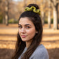 Colorful triple ripple scrunchie and pleated headband set by Darn Good Yarn, featuring knit and crochet patterns.