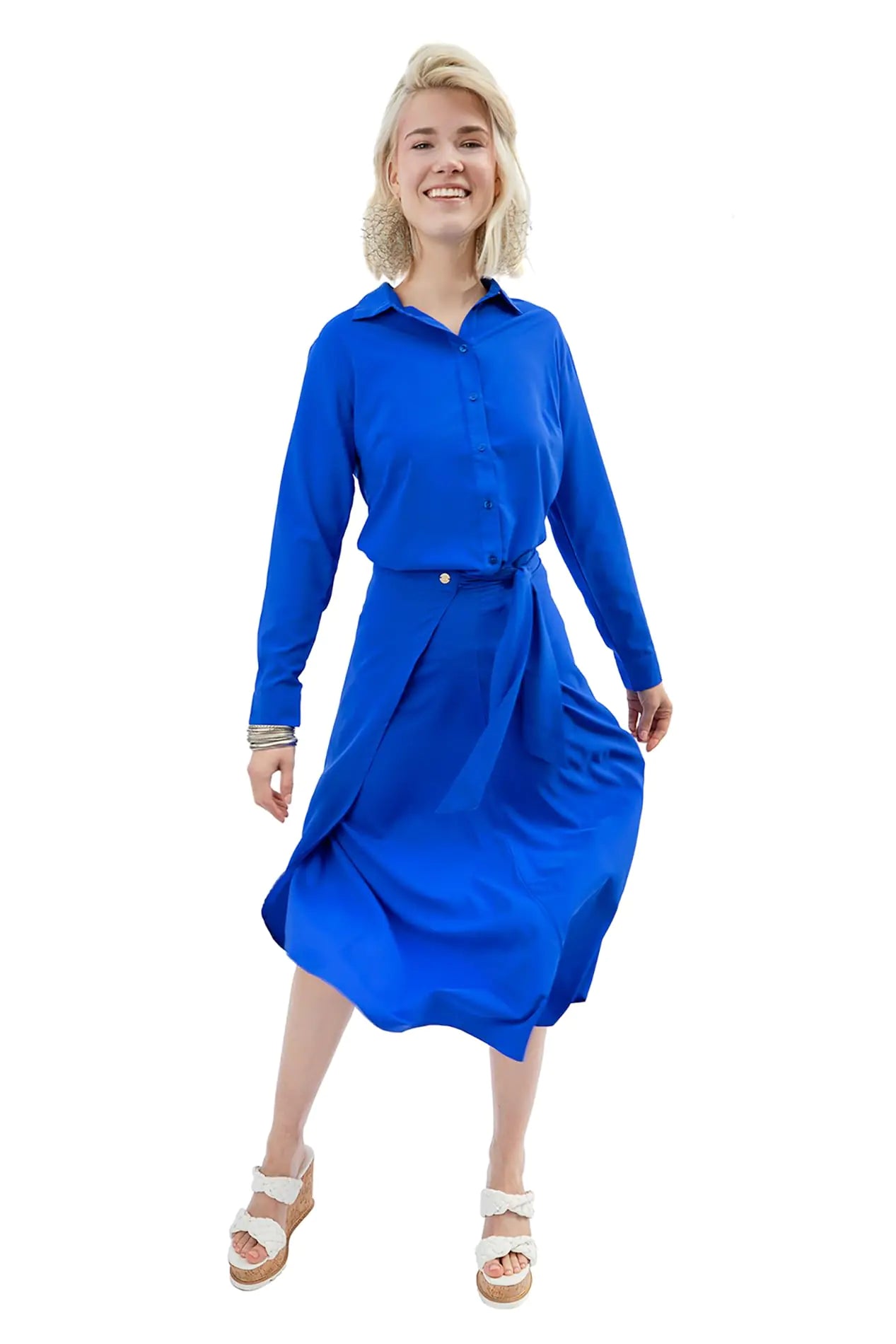 Coolibar UPF 50+ Womens Rhodes Shirt - Sun Protective (X-Small- Baja Blue)