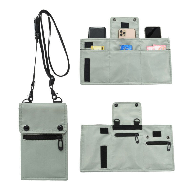 Grey NNEDSZ water-resistant nylon crossbody bag for women, compact travel wallet and card holder with phone pocket.