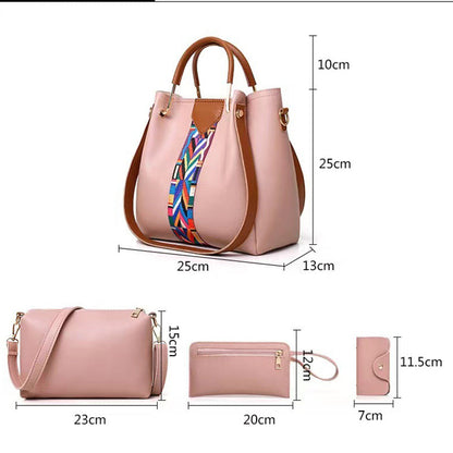 Red NNEDSZ women's handbag set including stylish PU leather tote, shoulder bag, clutch, and wallet for versatile occasions.