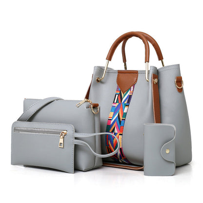 NNEDSZ grey women's handbag set with stylish PU leather tote, shoulder bag, clutch, and wallet for versatile occasions