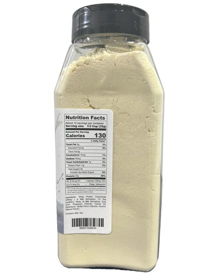 Hi-West Vanilla Protein Shake in a glass, showing smooth, creamy vanilla flavor with a straw for drinking.