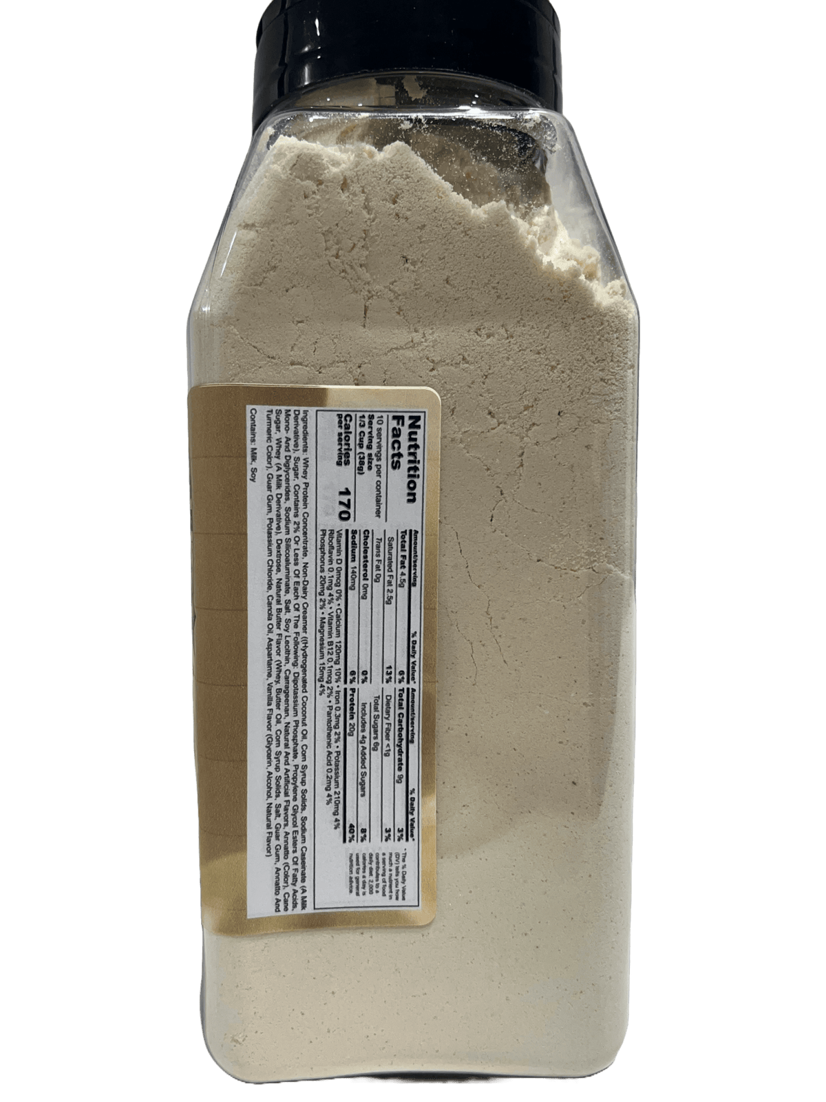 Creamy vanilla protein shake in a clear glass, made by Hi-West Foods, Inc., showcasing its smooth texture and vanilla flavor.
