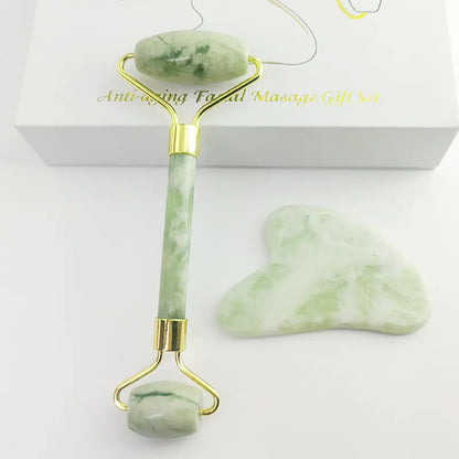 110G White Jade Gua Sha and Facial Roller Set for Radiant Skin and Natural Wellness