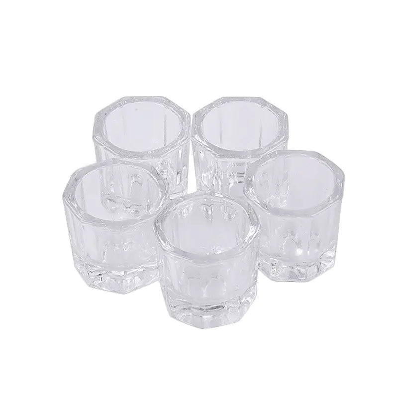 Nail Art Brush Cleaning Cup - Thick Glass Hexagonal Cup