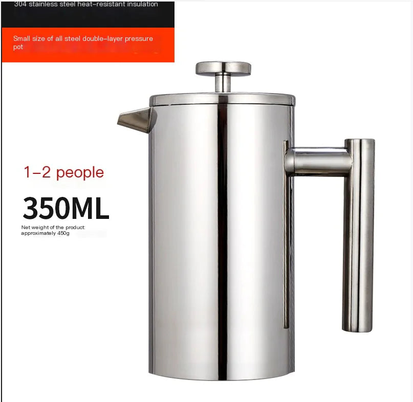 304 Stainless Steel Double-Layer French Press Coffee Pot