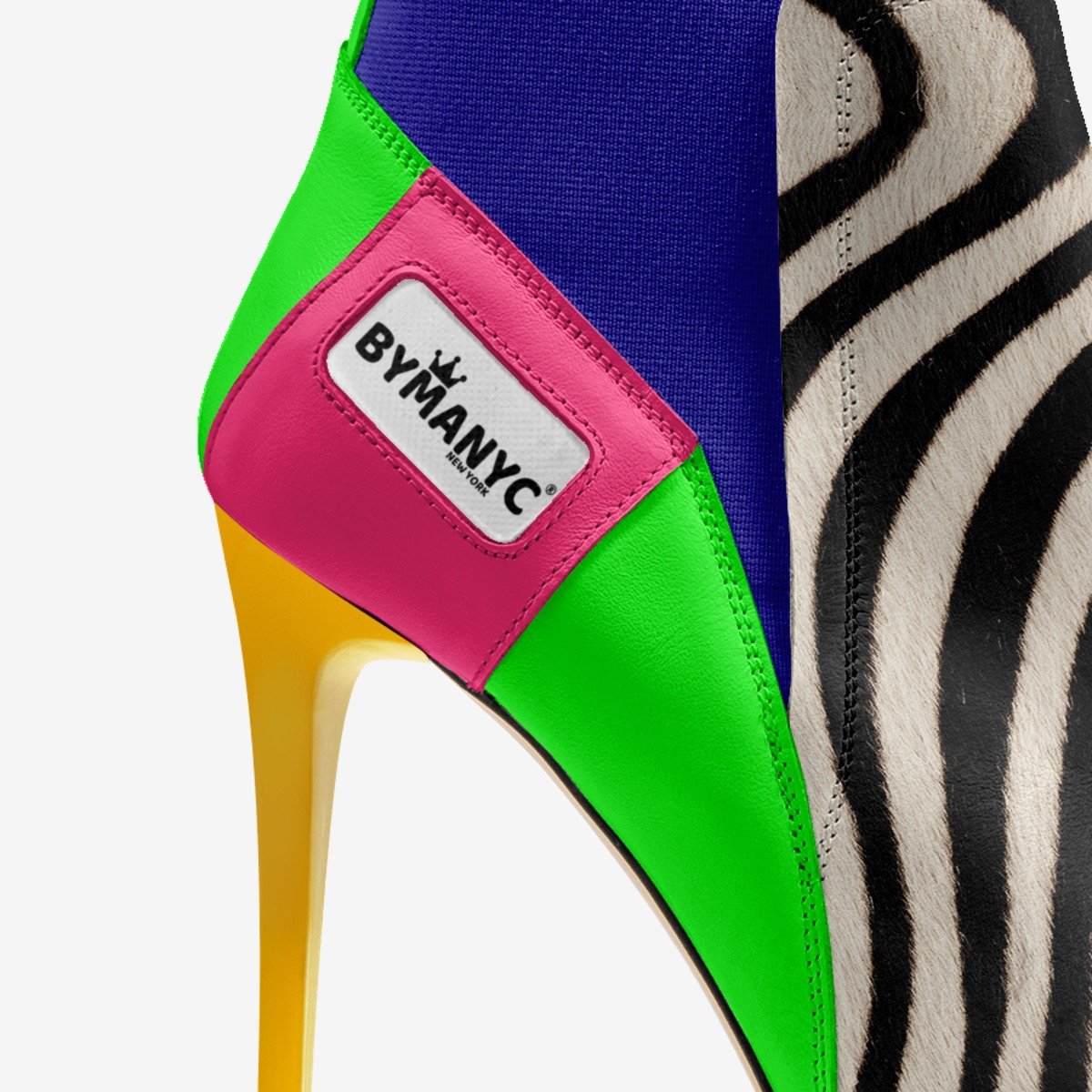 Women's vegan heeled Chelsea shoe by BYMANYC New York in black, stylish pointed toe design with a sleek edge.