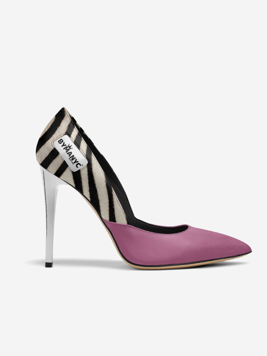 Vegan women's stiletto shoe by BYMANYC New York, Chelsea Nightfire style, sleek black vegan footwear with pointed toe and high heel