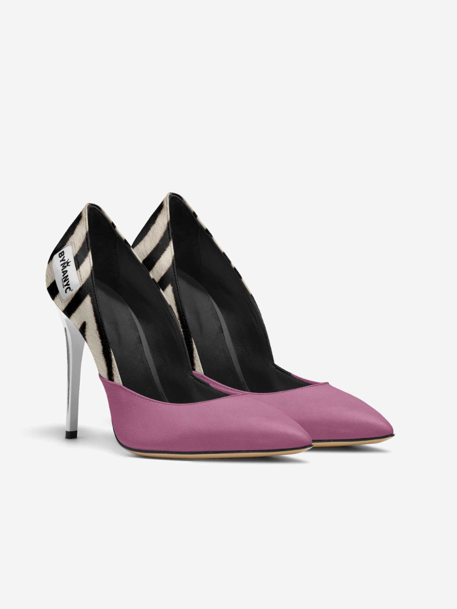 Vegan women's stiletto shoe by BYMANYC New York, Chelsea Nightfire style, featuring sleek black design and pointed toe.