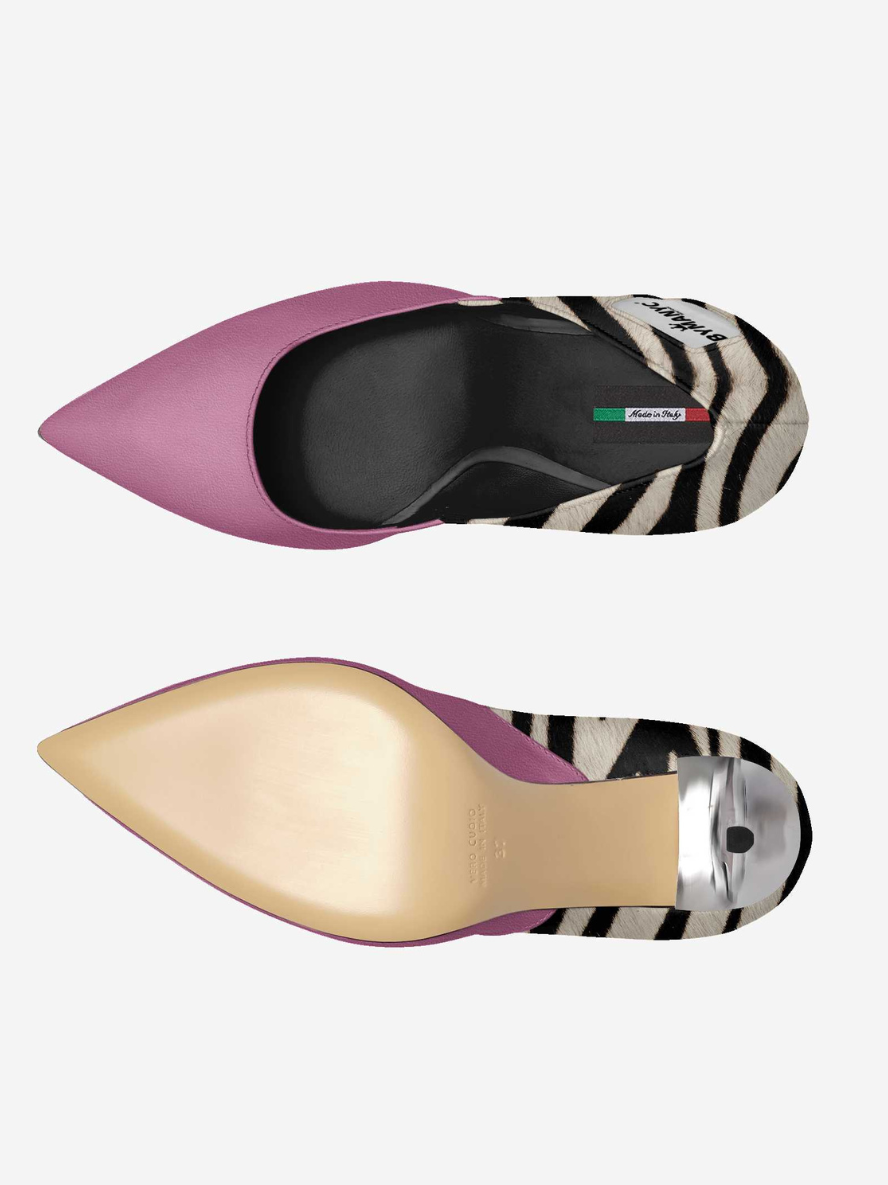 Vegan women's stiletto shoe by BYMANYC New York in Chelsea Nightfire color, featuring sleek design and pointed toe.
