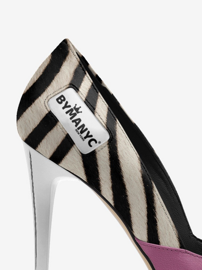 Vegan women's stiletto shoe by BYMANYC New York, Chelsea Nightfire style, sleek black design with pointed toe and high heel.