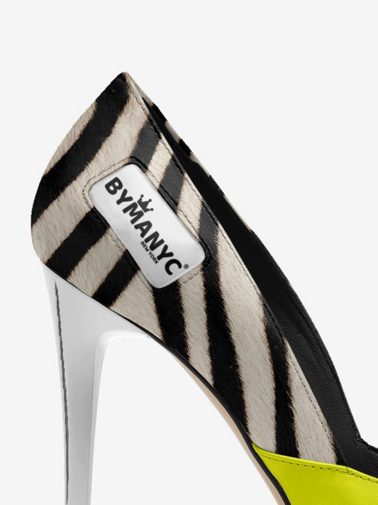 Vegan women's stiletto shoe by BYMANYC New York, NOLITA Midnight style, featuring sleek black vegan material and elegant heel.
