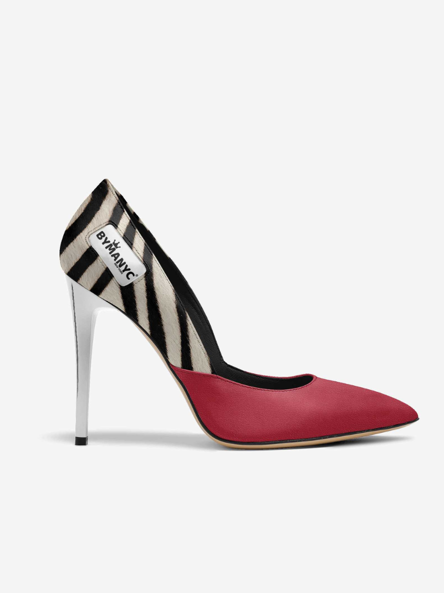Vegan women's stiletto shoe by BYMANYC New York, SOHO Midnight Edge with sleek black design and pointed toe.
