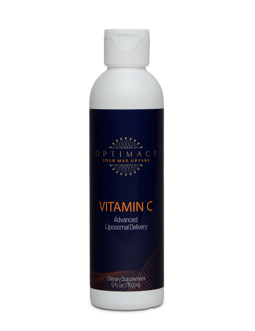 Liposomal Vitamin C supplement by OPTIMACY in a bottle with orange-colored capsules or liquid inside.