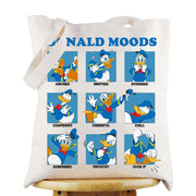 WZMPA Funny Donald Tote Bag Duck Lover Gift Donald Moods Reusable Grocery Bag Donald Merchandise (Donald Moods -Tote)