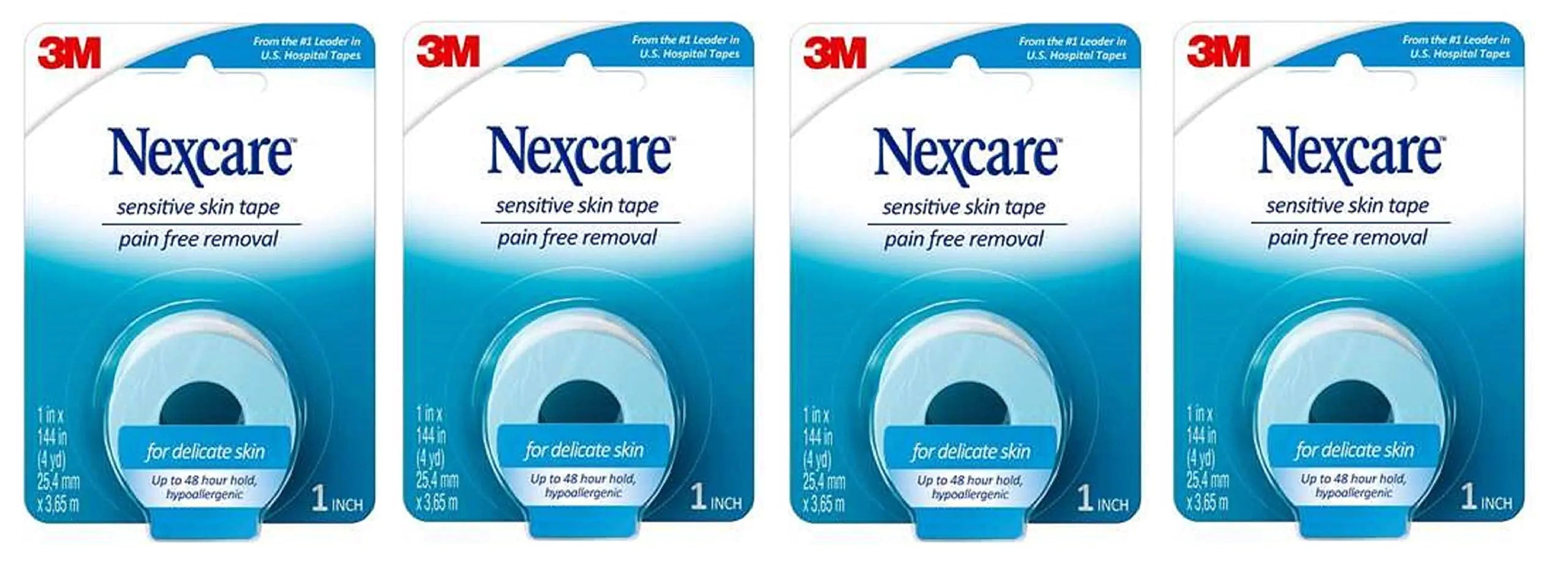 3M Nexcare Sensitive Skin Tape 1inx4yds (Pack of 4)