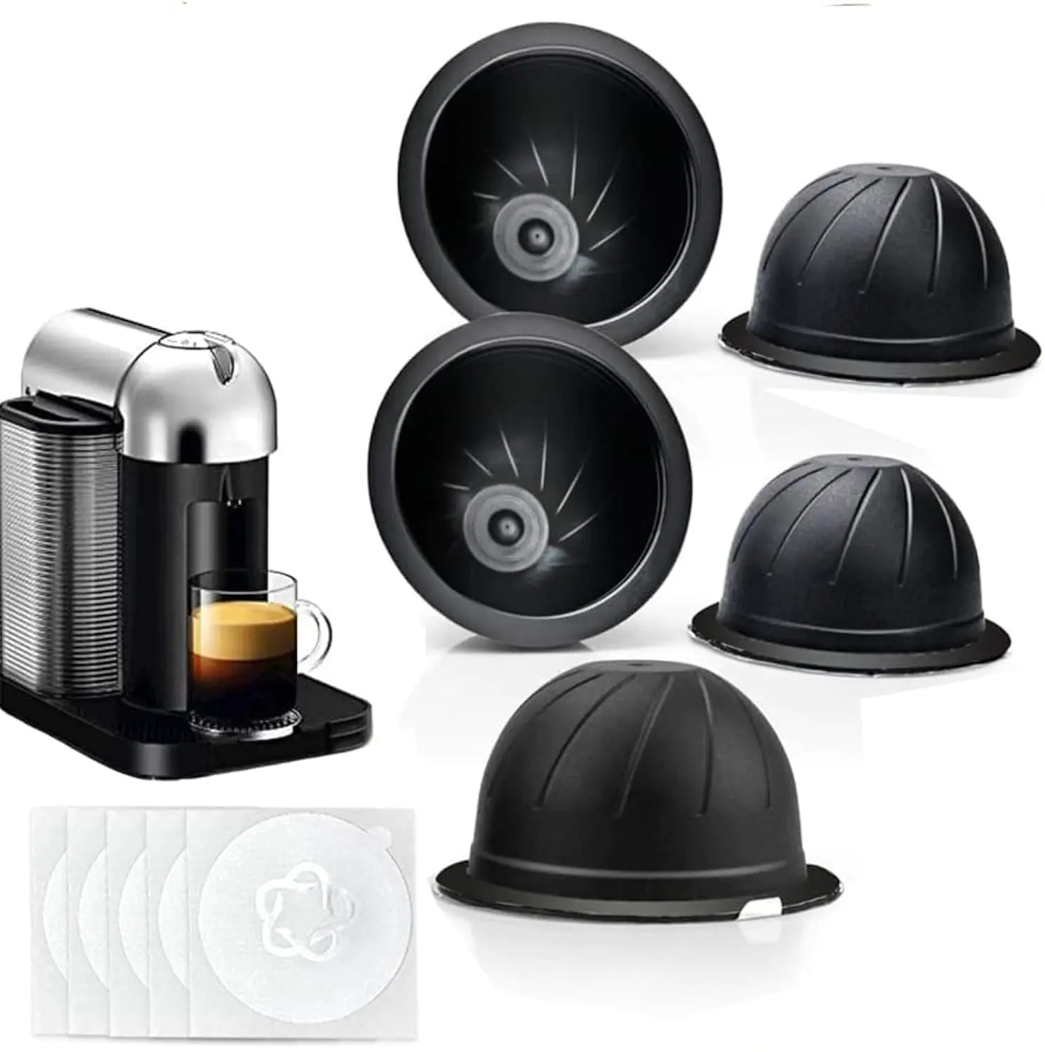 5Pcs Refillable Coffee Capsule Vertuo Pods 230ml Reusable Refill Vertuoline Pod Coffee Capsule Filter Cup for Nespresso Vertuoline Machine