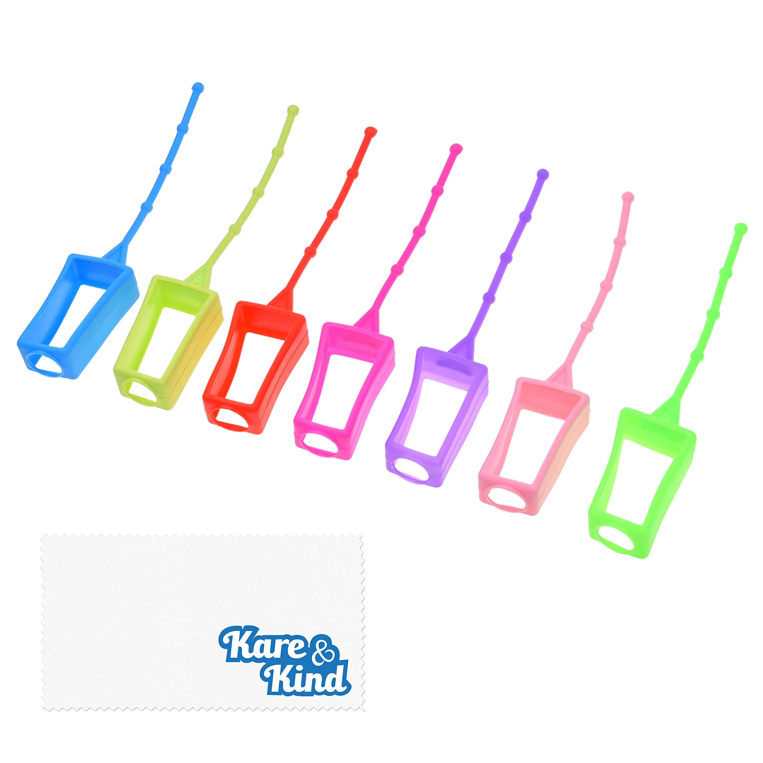 Kare & Kind 7x Silicone Hand Sanitizer Protective Cases (empty) - Soft Smooth Holders for 30ML Bottles - Comes with Soft Adjustable Loops for Backpacks Keychains - Use for Travel Home