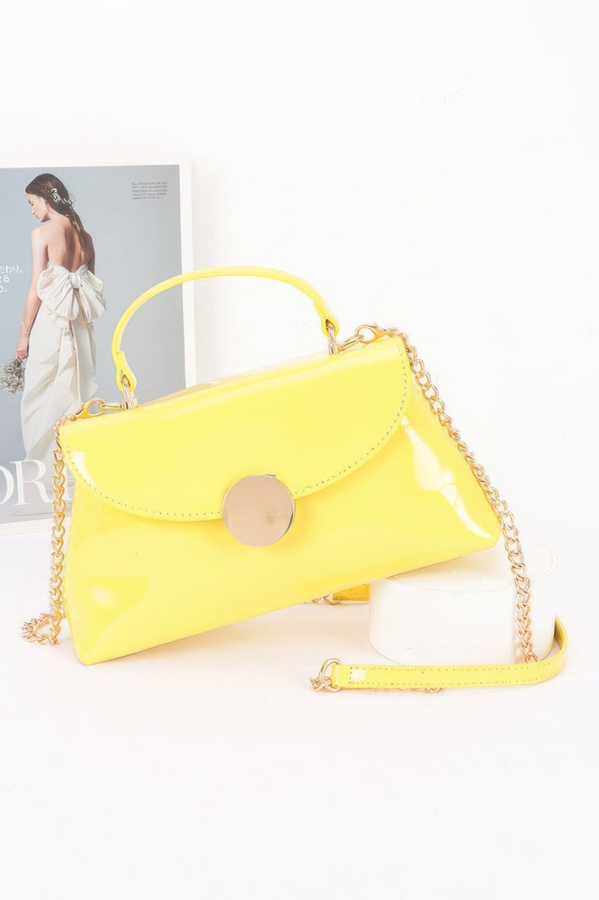 Women's Chelsea handbag from Ibiza by Manyc, stylish black bag with gold accents, made by BYMANYC New York.