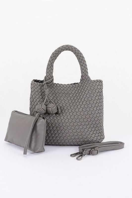 Women's tote bag by BYMANYC New York, braided vegan leather woven shopper purse with contemporary design, new collection.