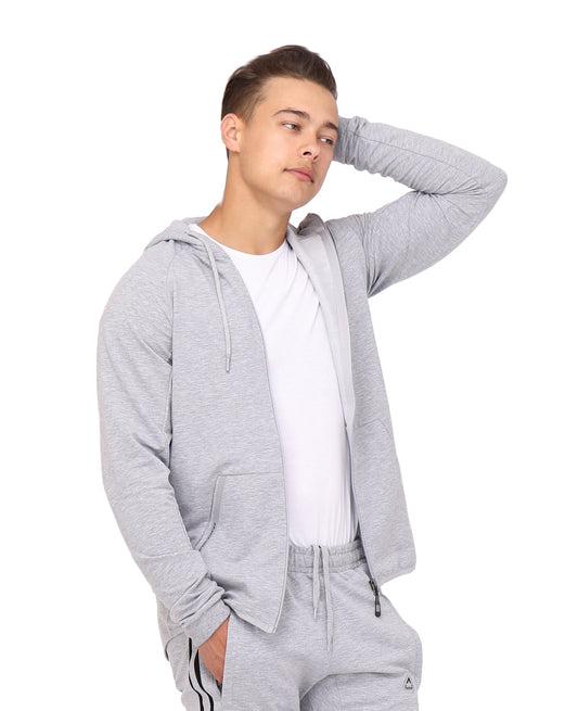 Men's white hooded sweatshirt from SCR Sportswear, slim fit athletic-casual hoodie with all-day comfort, cropped style.