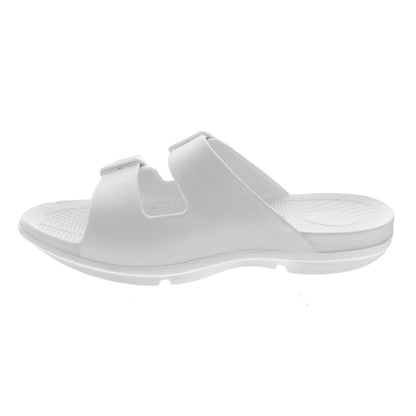 White Sovella Active Recovery Sandals for women with PF buckle slide, designed for comfort and support.