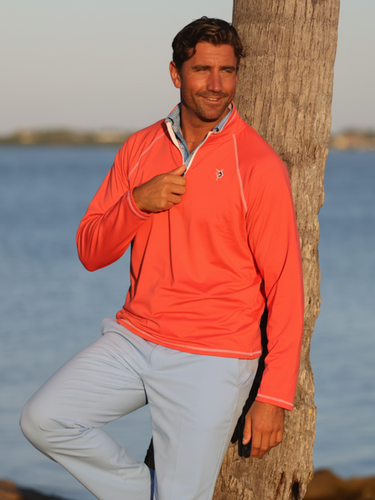 White Water Life Harbor Quarter Zip in vibrant red, showcasing the effortless comfort and stylish design of this quarter zip top.