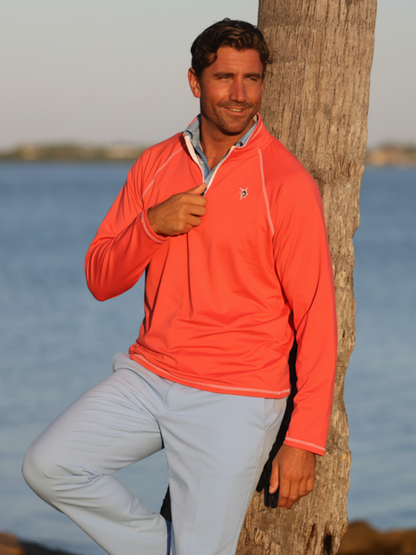 White Water Life Harbor Quarter Zip in vibrant red, showcasing the effortless comfort and stylish design of this quarter zip top.