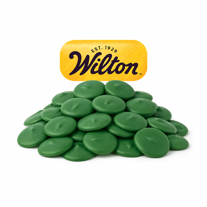 Green Wilton confectionery melting wafers for chocolate, in a bulk value bag, by Candy In Bulk.