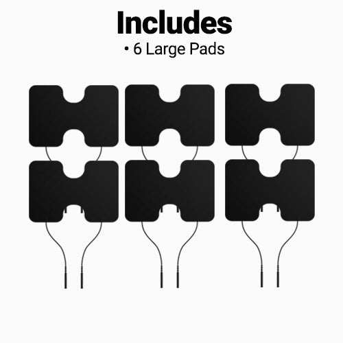 iReliev Wired Super Pads Refill Kit with off-white adhesive pads and accessories for pain relief therapy.