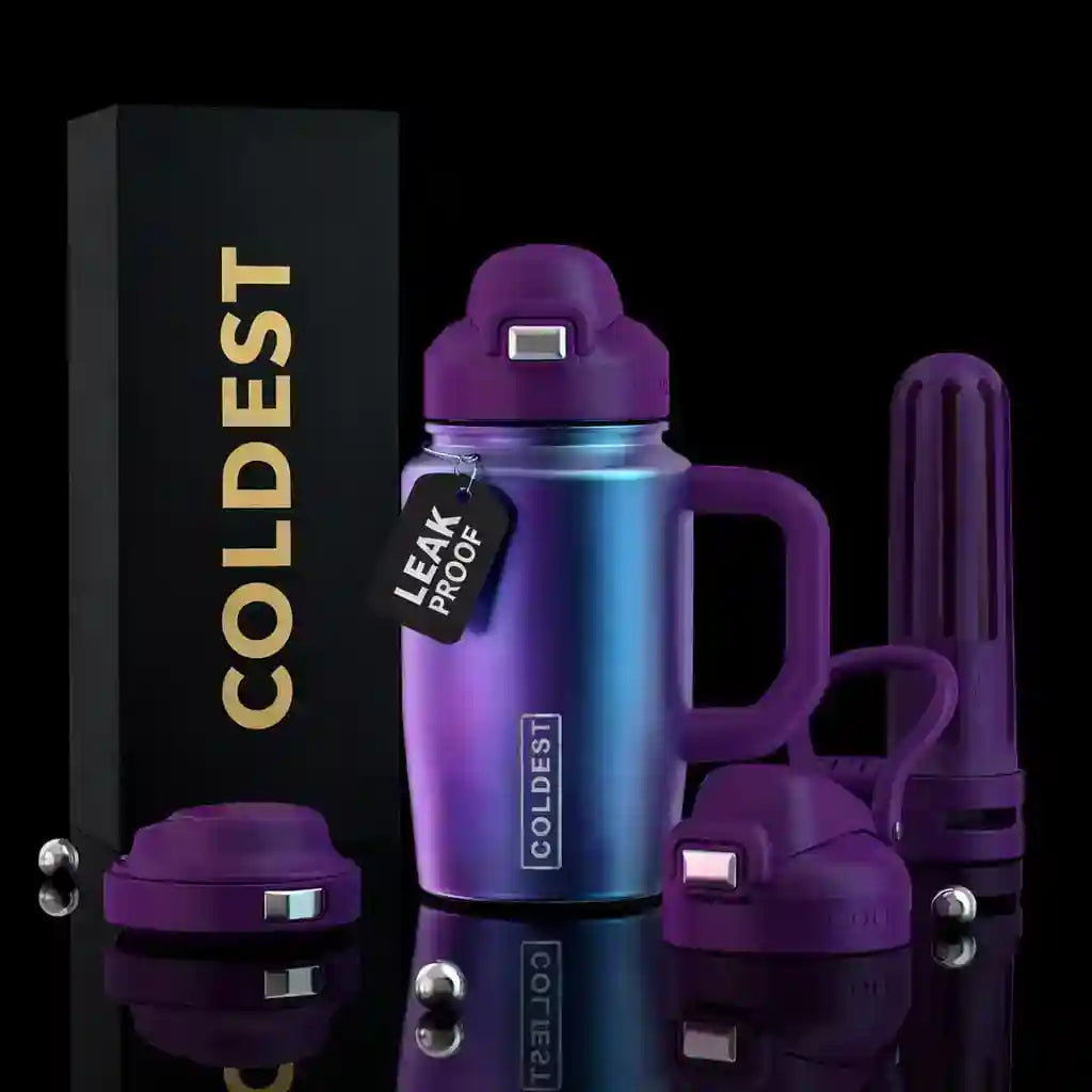 Coldest Limitless Ultra V8 15oz insulated tumbler with black lid, designed for keeping beverages hot or cold, in black and silver.