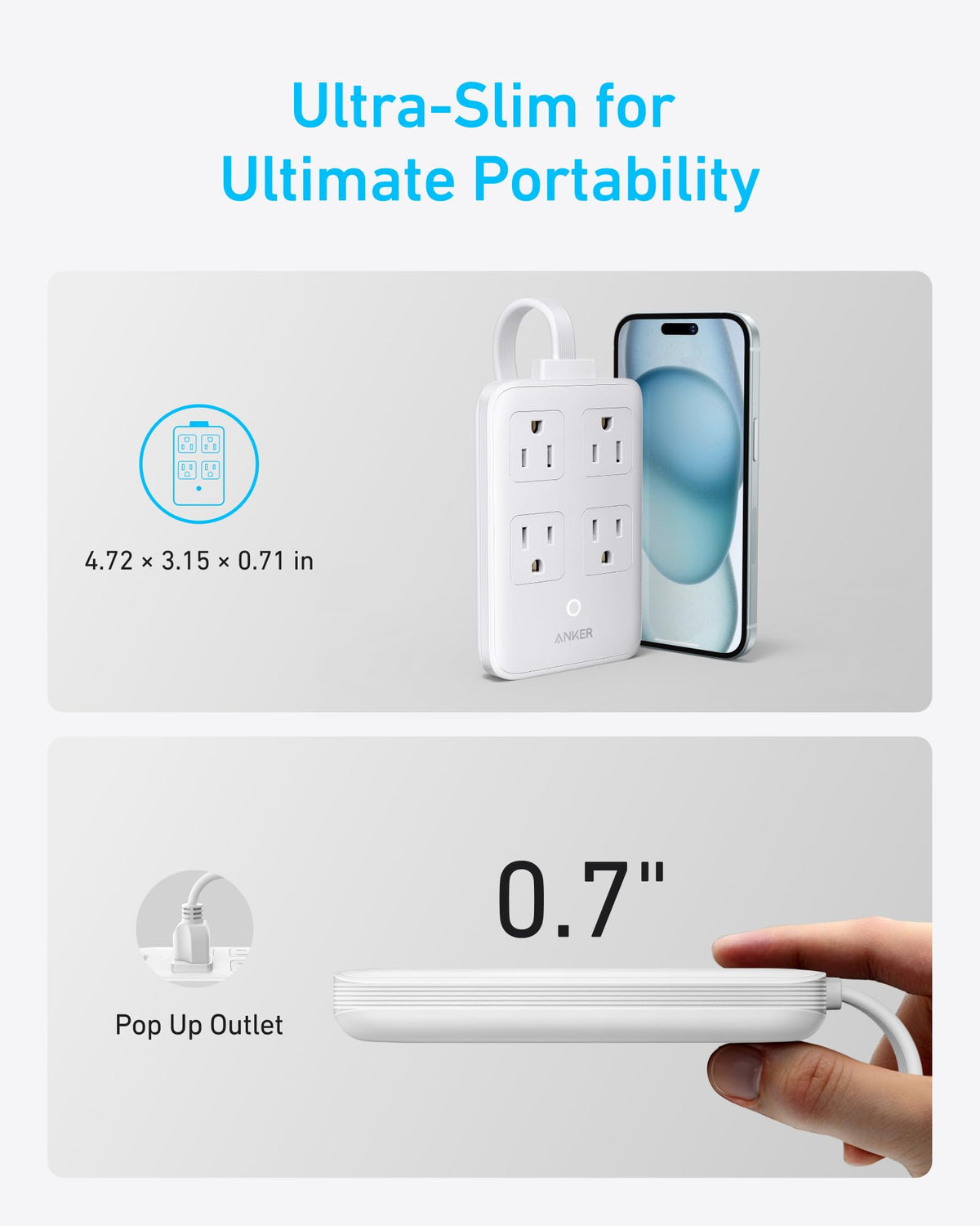 White Anker 8-in-1 charging station with multiple ports and 20W power output for charging various devices simultaneously.