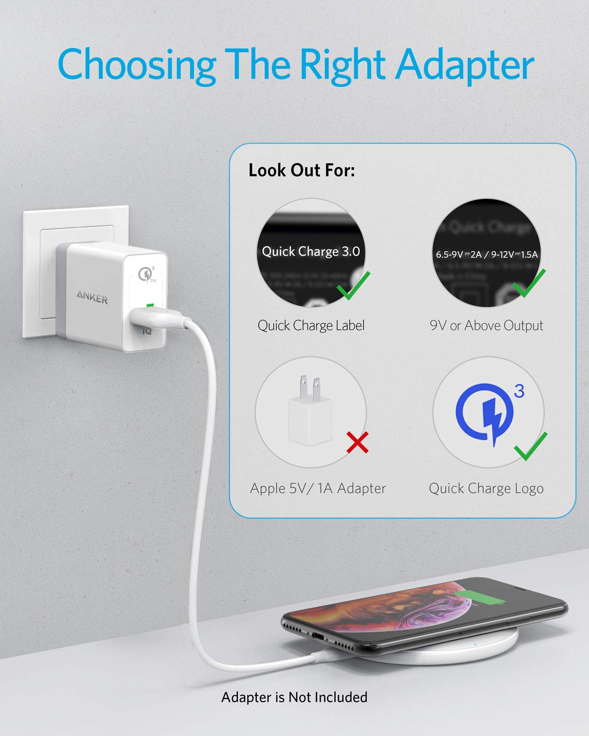 White Anker 313 wireless charging pad with smooth surface, designed for fast charging compatible devices.