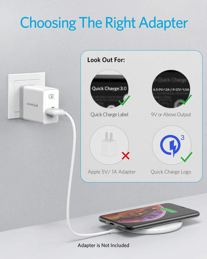 White Anker 313 wireless charging pad with smooth surface, designed for fast charging compatible devices.