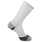 White iReliev AMP Crew Compression Socks designed for improved circulation and comfort during physical activity.