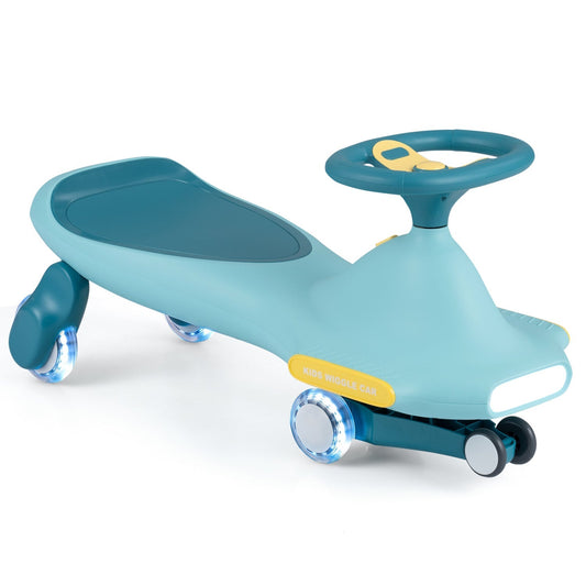 Kids' wiggle car ride-on toy with LED flashing wheels and music, designed for fun and active play by GBruno Store.