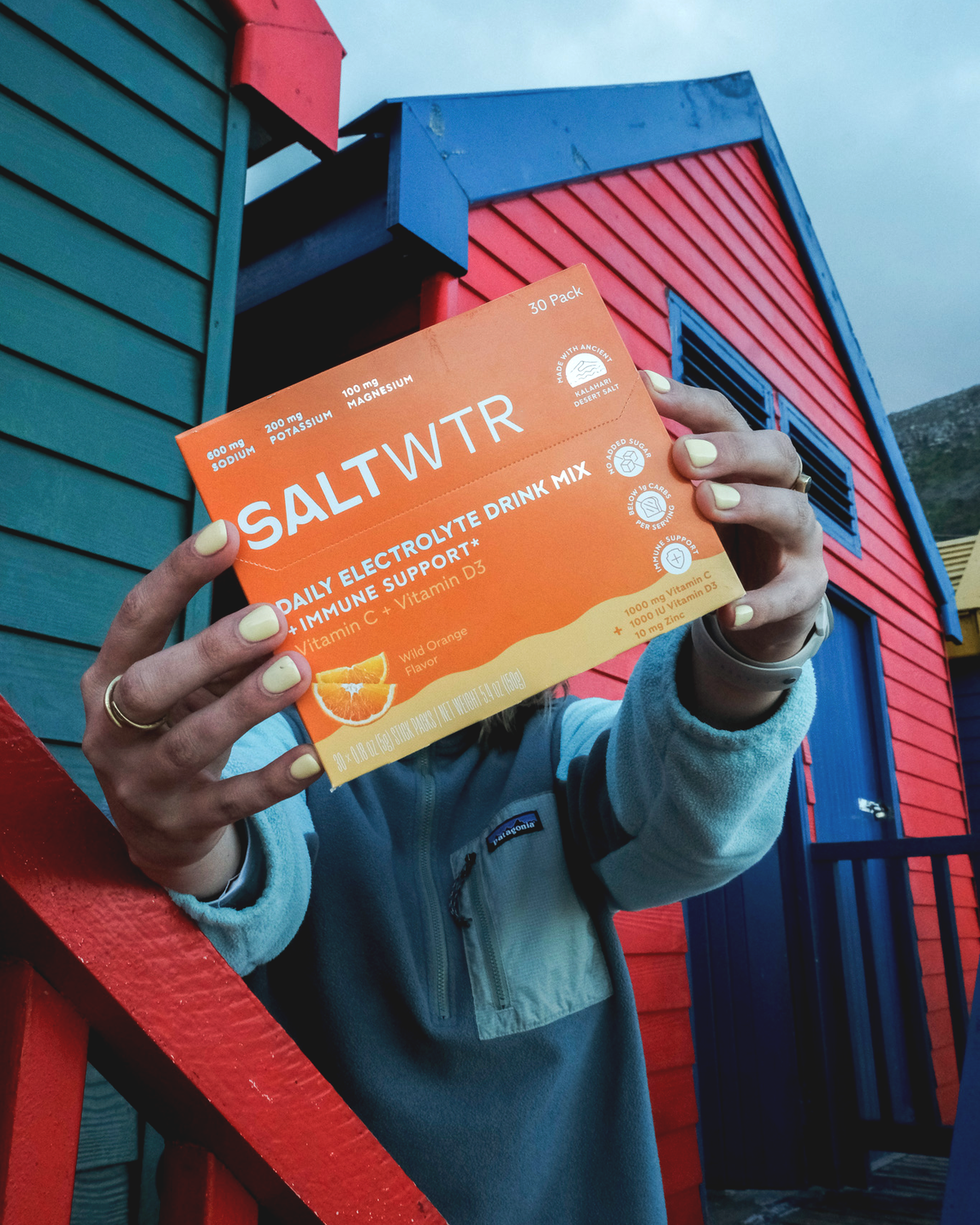 SaltWTR Wild Orange SaltWTR bottle with vibrant orange flavor label and natural citrus imagery for immune support.