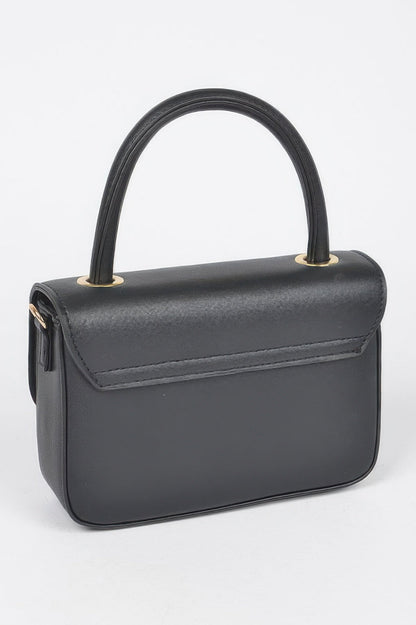 Women’s BYMANYC ® New York Bryant handbag from the new collection, stylish black leather purse with gold accents.