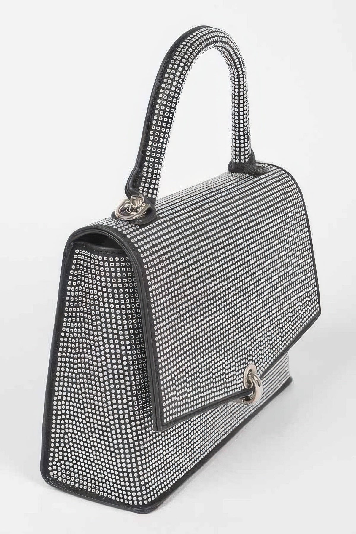 Women's hotfix rhinestone clutch handbag by BYMANYC New York, featuring sparkling embellishments and a sleek, compact design.
